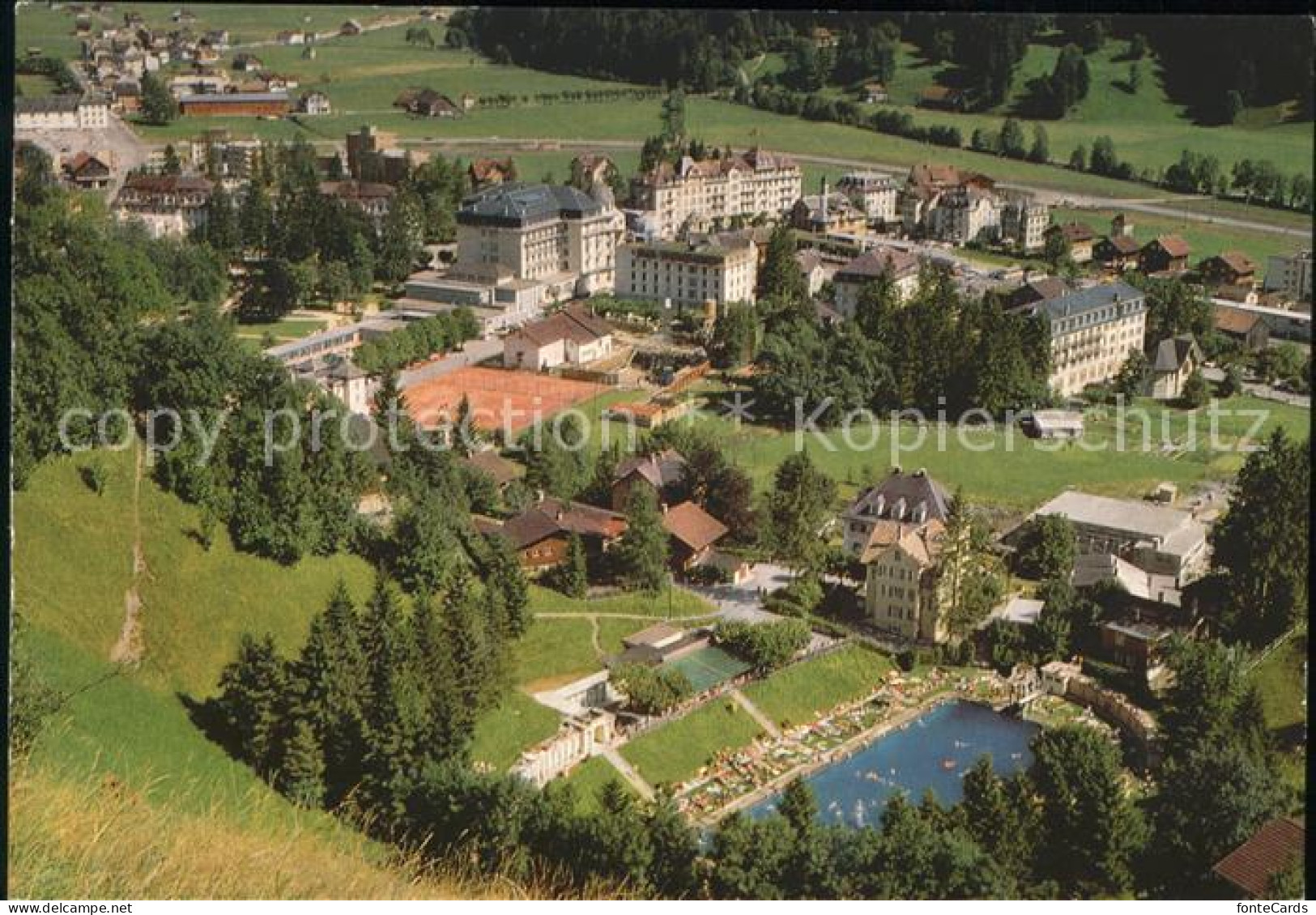 11701316 Engelberg OW Ortsblick Schwimmbad Engelberg - Sonstige & Ohne Zuordnung