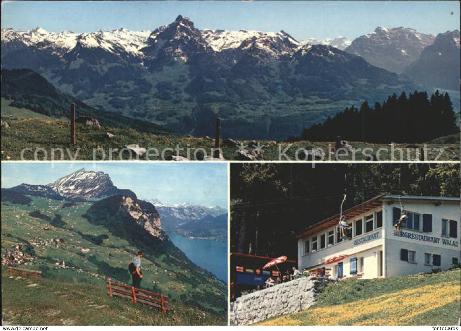 11701306 Amden SG Blick Vom Bergrestaurant Alp Walau Auf Glarner Alpen Betlis - Andere & Zonder Classificatie