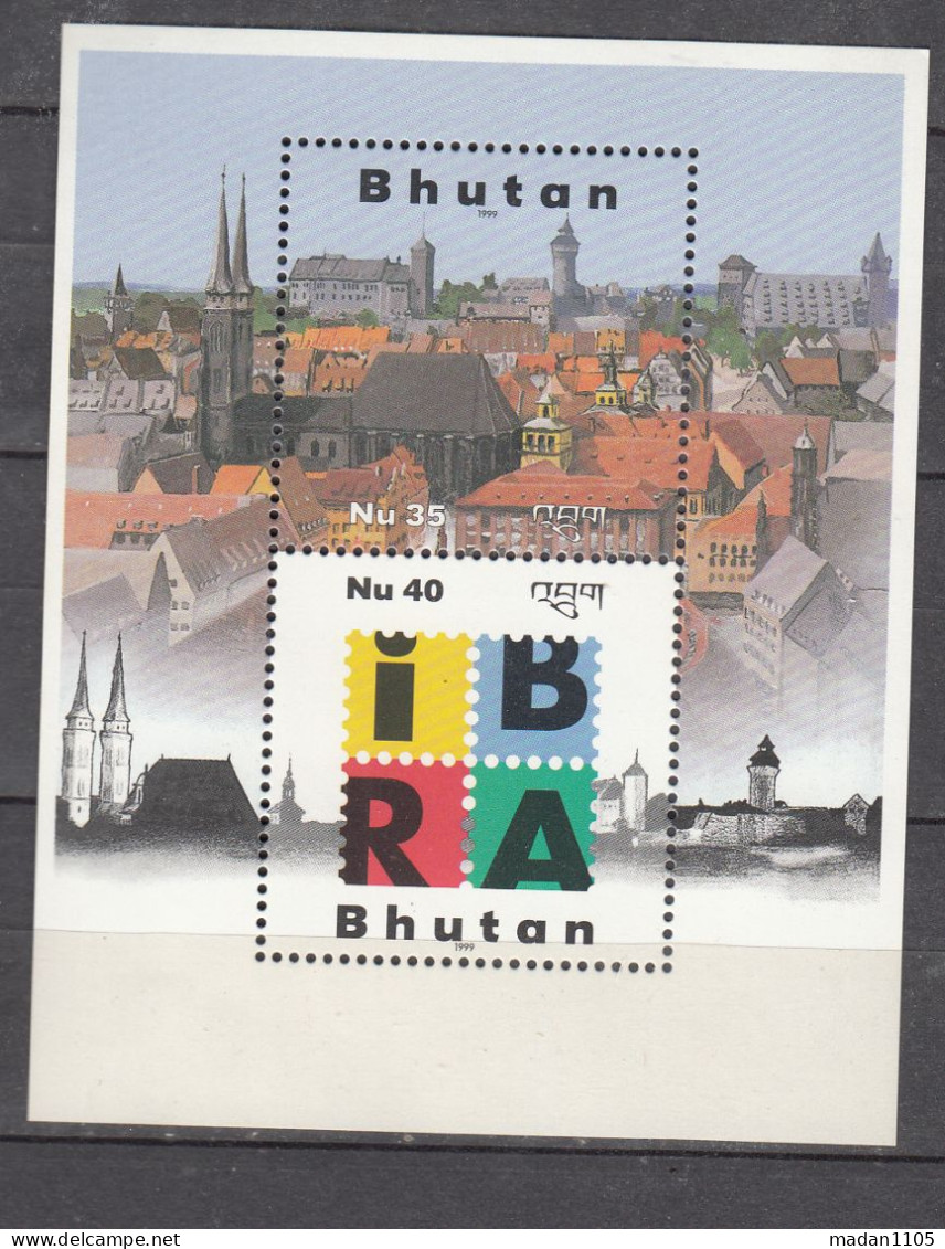 BHUTAN, 1999,  International Stamp Exhibition "iBRA '99" - Nuremberg, Germany,  Sheetlet,  MNH, (**) - Bhutan