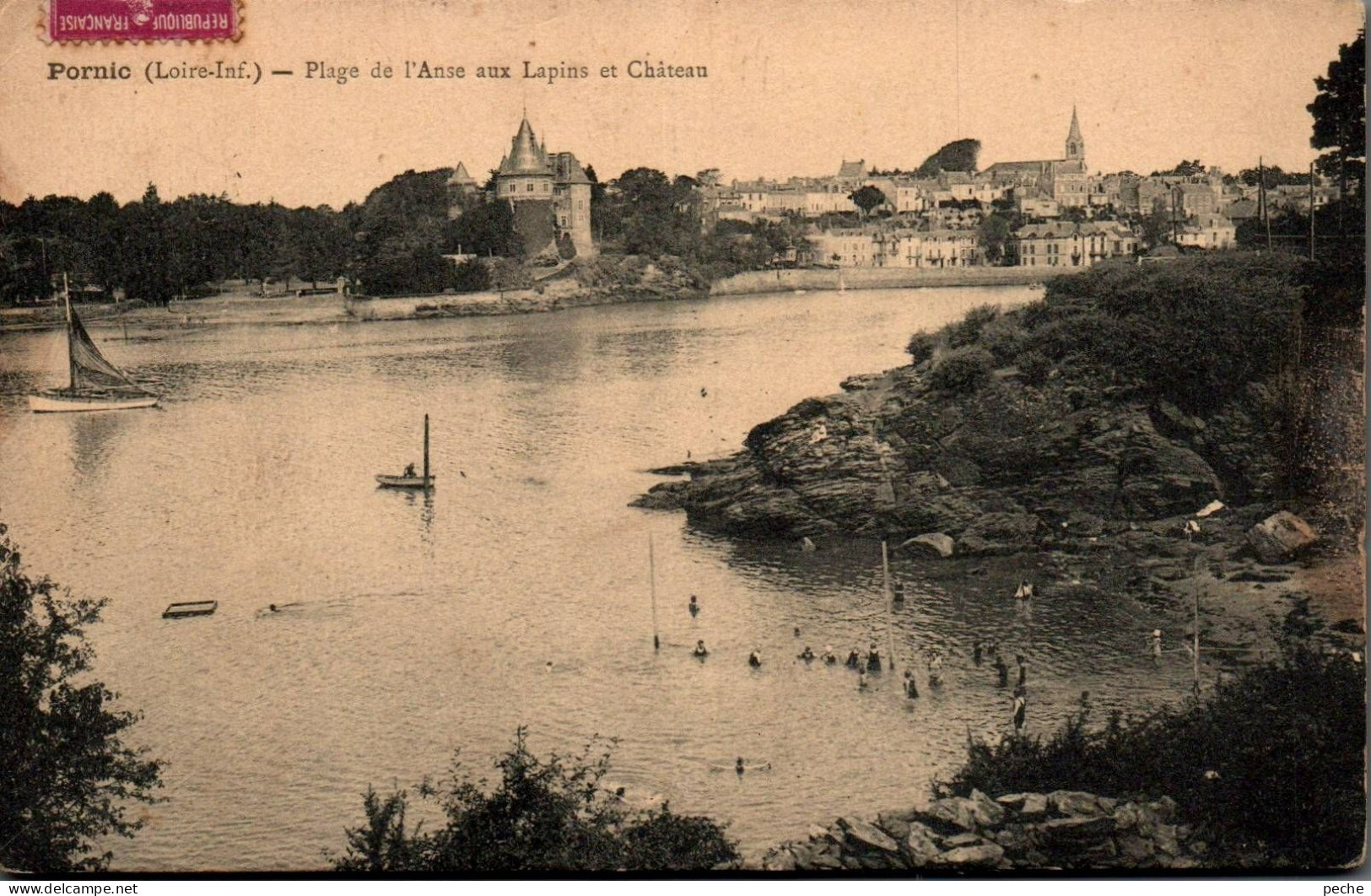 N°2759 W -cpa Pornic -plage De L'anse Aux Lapins Et Château- - Pornic