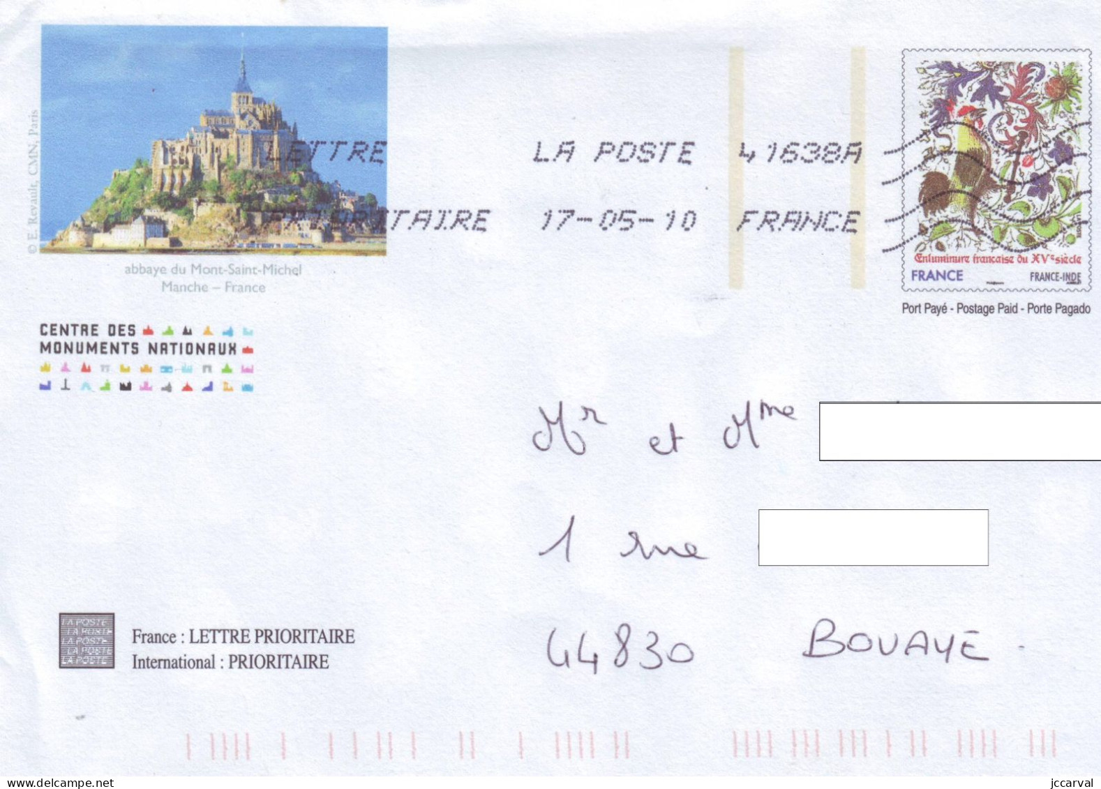 PAP TSC Monum - Timbre Enluminure - Mont Saint Michel En Normandie - Manche 50 - Oblitéré - Prêts-à-poster:  Autres (1995-...)