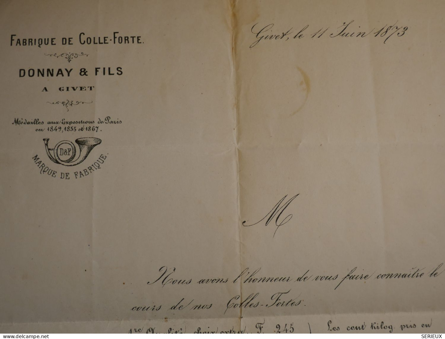 DO18 FRANCE   LETTRE RR 1873 COLLE A  GIVET   + CERES N°51  SUPERBE  ++ AFF. INTERESSANT+++ - 1871-1875 Cérès