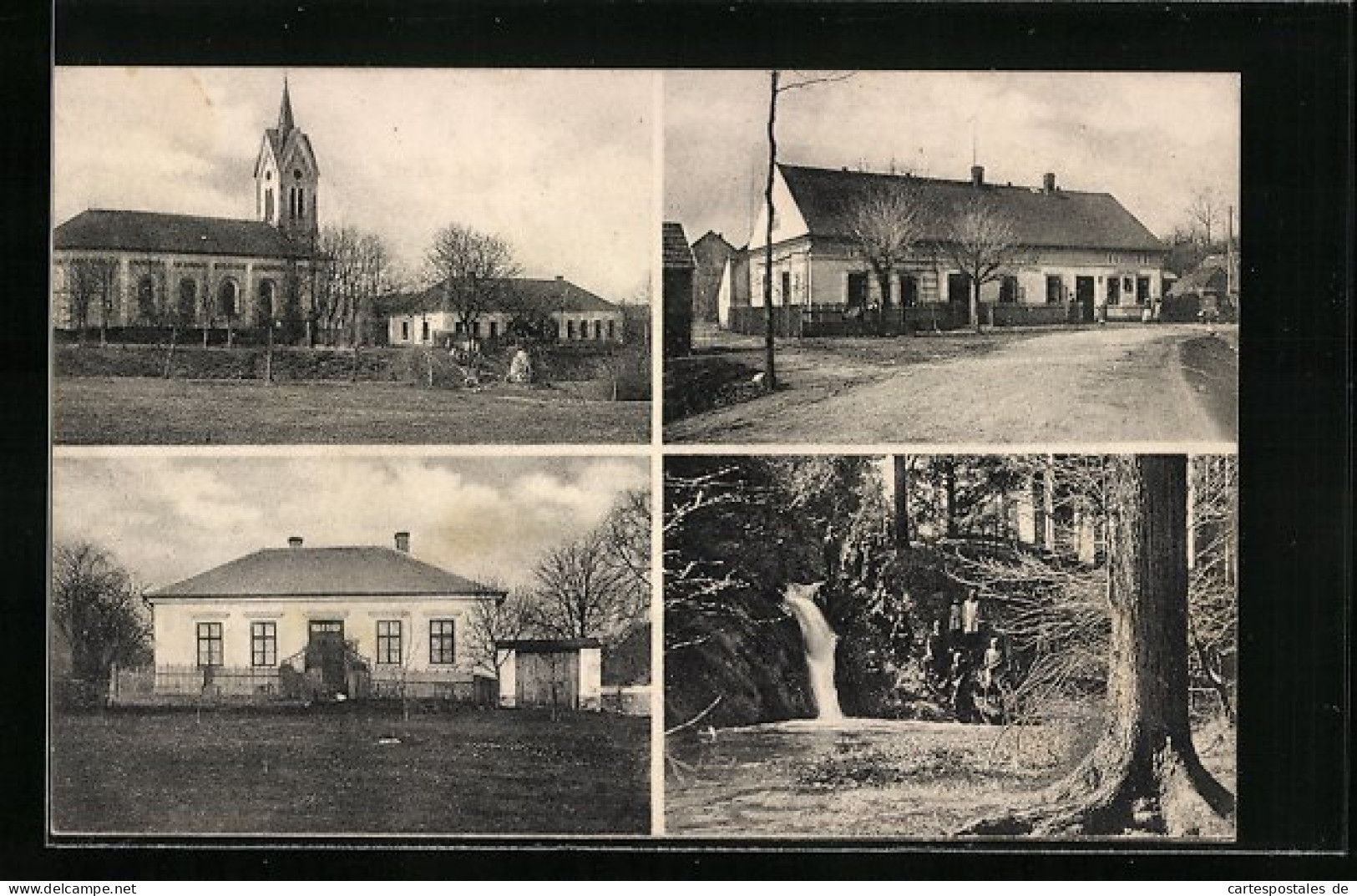 AK Opatovice, Gebäudeansicht Mit Garten, Feldpartie Mit Kirche, Waldpartie Mit Passanten  - Czech Republic