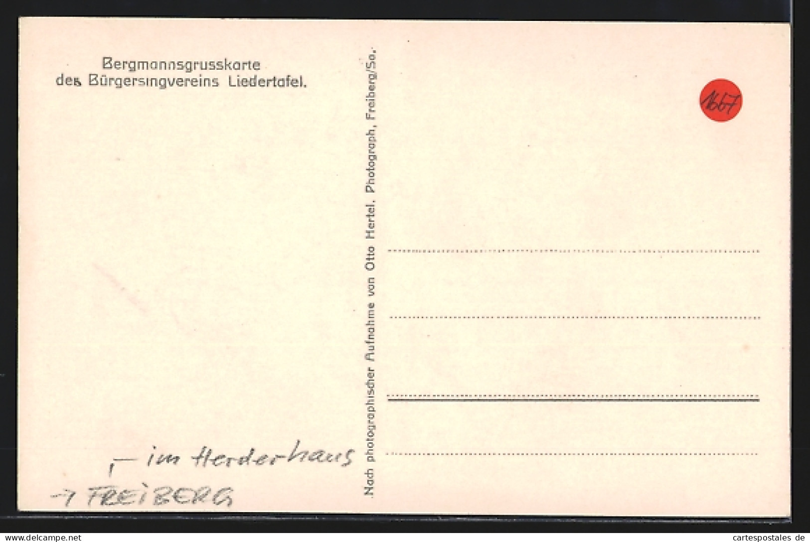 AK Freiberg / Sa., Bergmannsgruss-Aufführung, Herderhaus, Bürgersingverein Liedertafel, Bergbau  - Mijnen