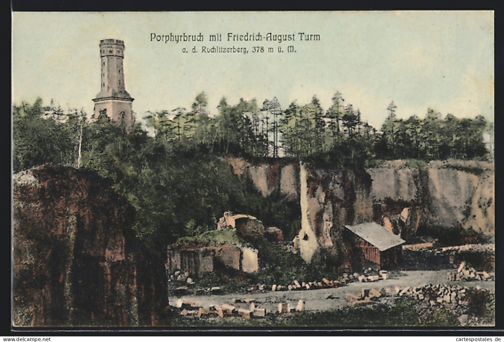 AK Rochlitz, Porphyrbruch Mit Friedrich August-Turm A. D. Rochlitzerberg, Steinbruch  - Miniere