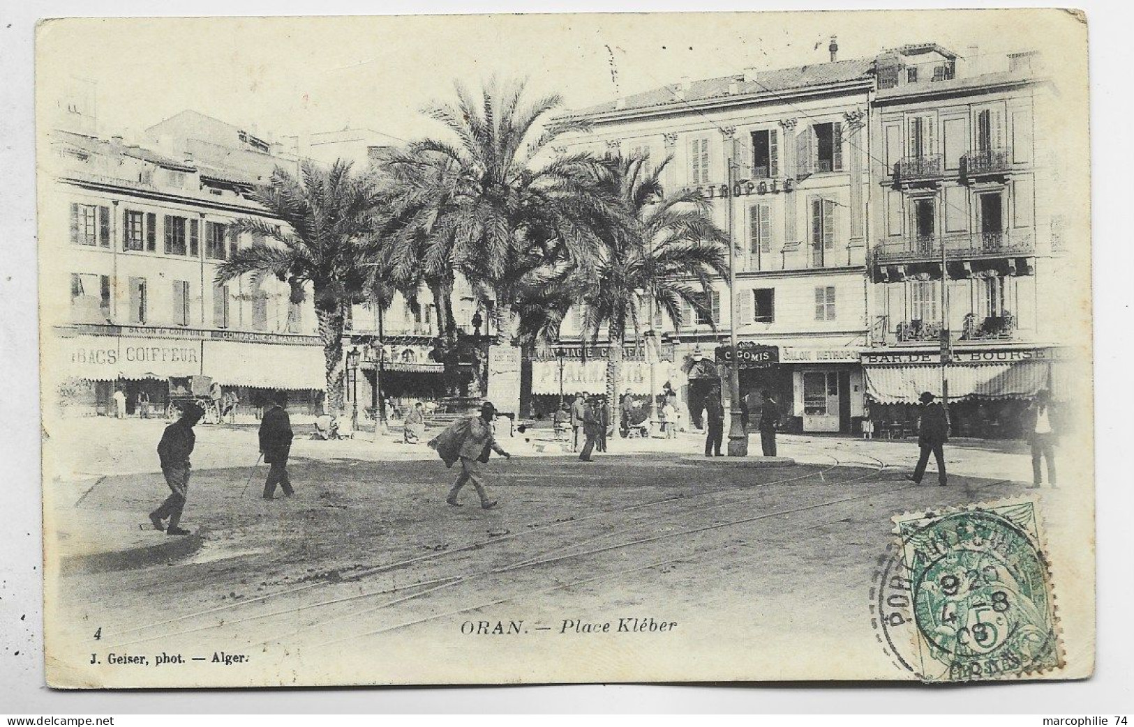 FRANCE BLANC 5C DEFAUT EN BAS CARTE ORAN OBL FACTEUR BOITIER PORT AUX POULES 1908 ORAN - 1877-1920: Période Semi Moderne