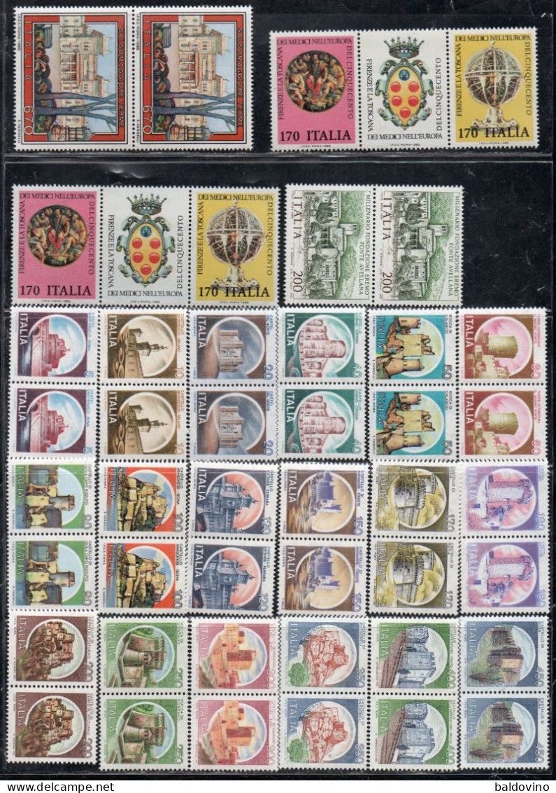 Italia 1980 Annata Completa 57 Valori In Coppia Nuovi (vedi Descrizione) - Full Years