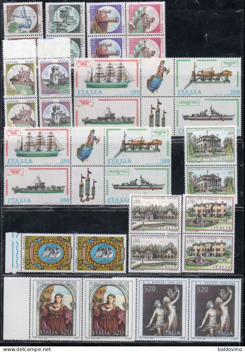 Italia 1980 Annata Completa 57 Valori In Coppia Nuovi (vedi Descrizione) - Full Years