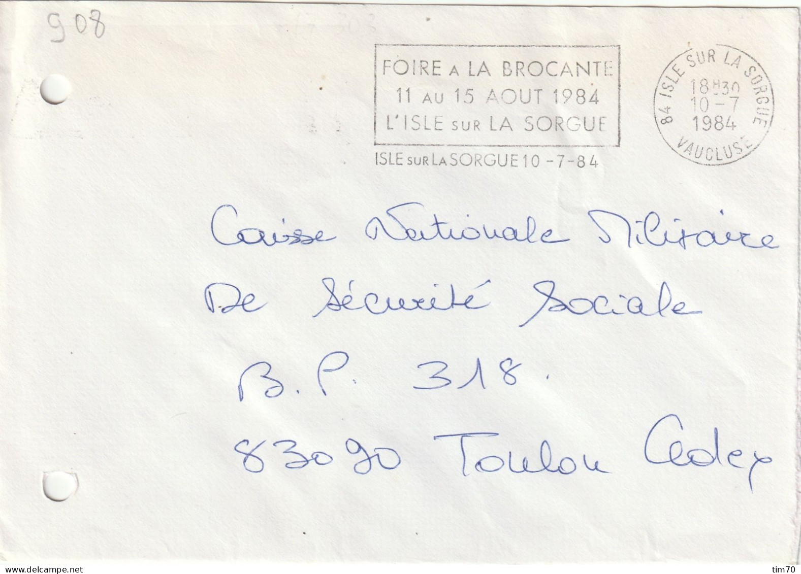 FLAMME  TEMPORAIRE    "  F . P . " CAD  10 - 7 - 1984       84  ISLE SUR LA  SORGUE - Mechanical Postmarks (Advertisement)