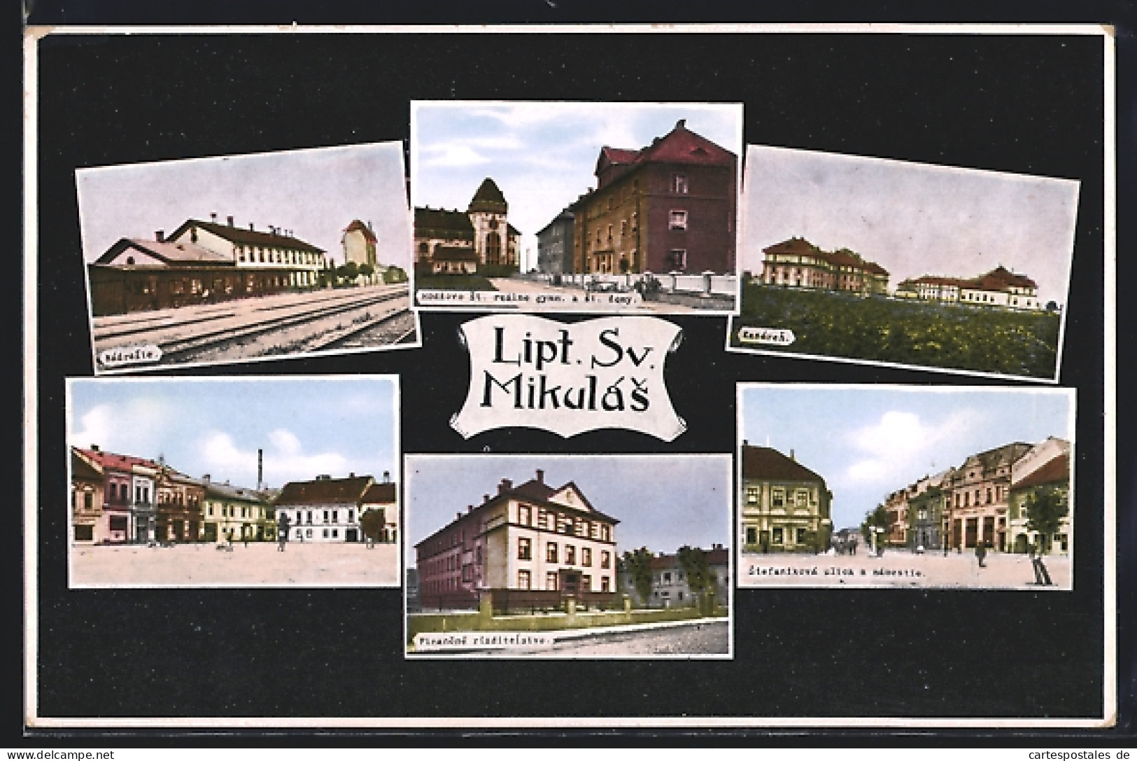 AK Lipt. Sv. Mikulás, Bahnhof, Kaserne, Strassenpartie Und Marktplatz  - Slovakia