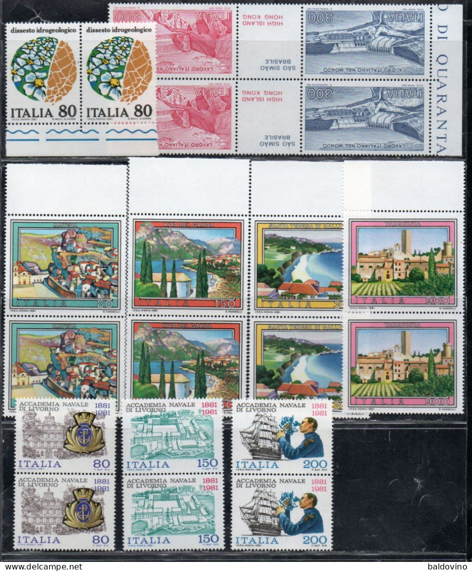 Italia 1981 Lotto 24 Valori In Coppia Nuovi (vedi Descrizione) - 1981-90: Nieuw/plakker