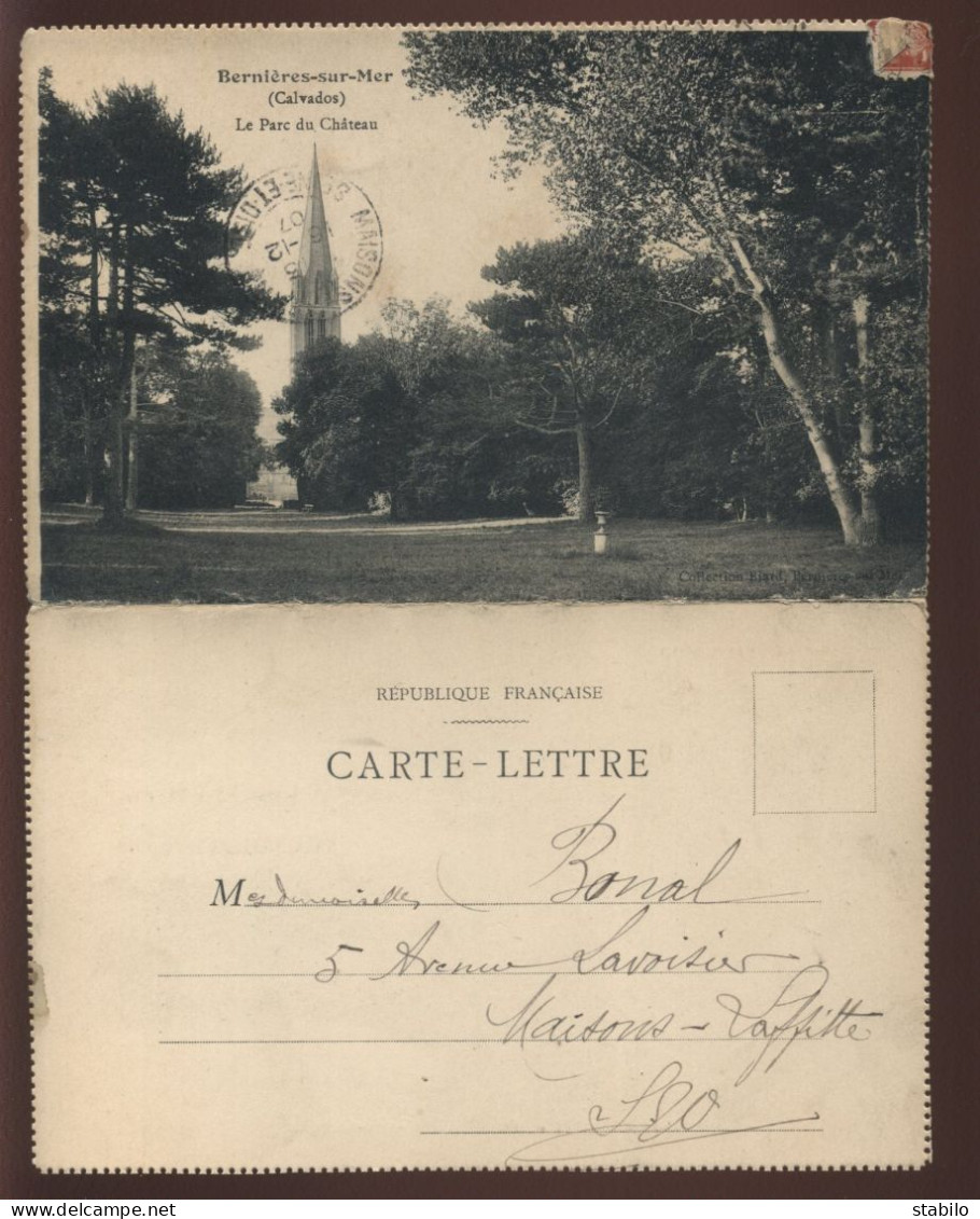 14 - BERNIERES-SUR-MER - CARTE LETTRE DOUBLE - PARC DU CHATEAU ET LA PLAGE - Autres & Non Classés