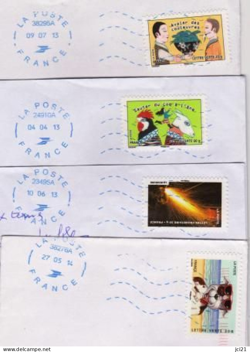 Lot De 4 Néopost Bleu Sur Enveloppes Entières_N463 - Oblitérations Mécaniques (flammes)