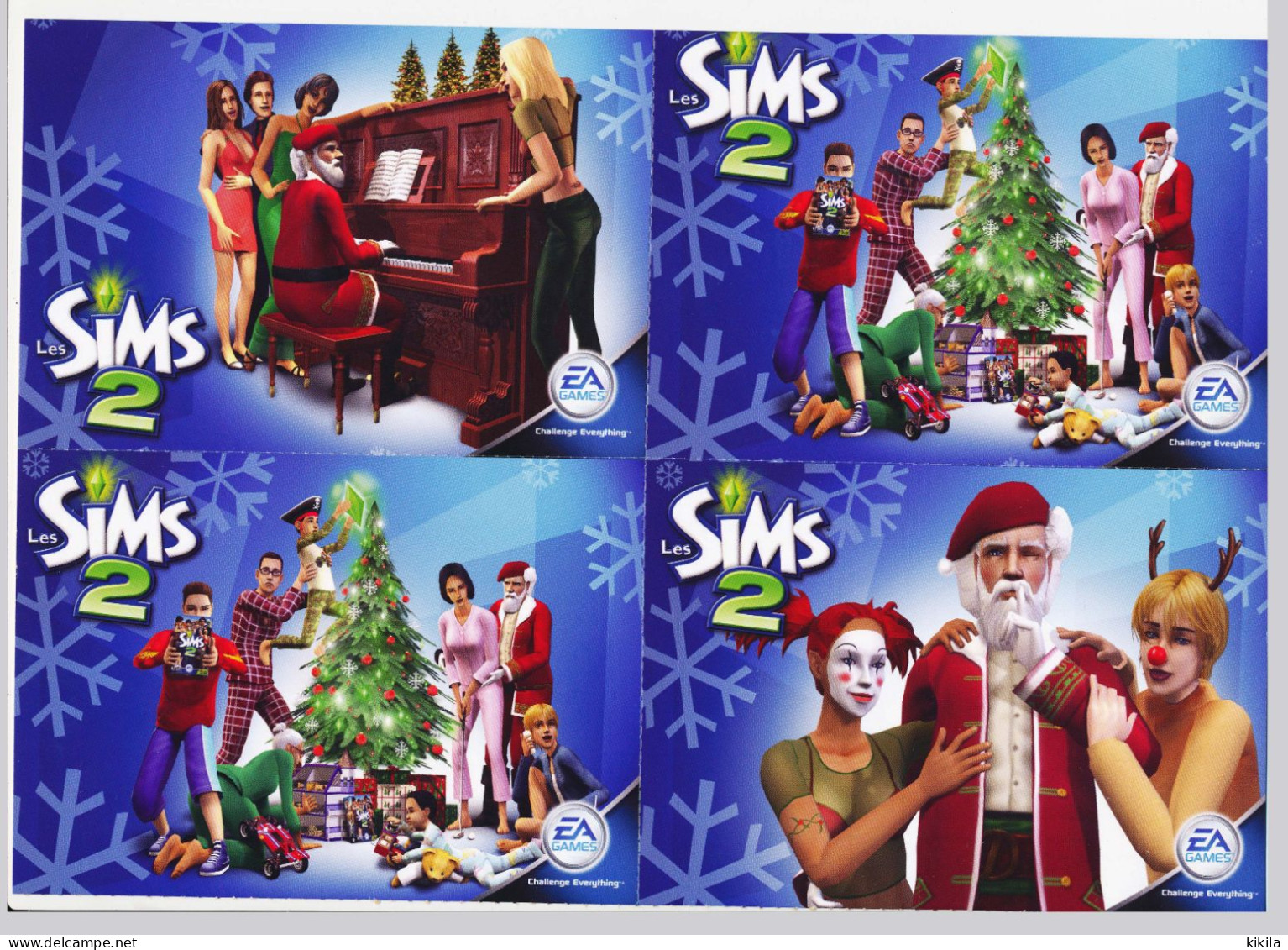CPM 10.5 X 15 Planche De 4 Cartes Attachées Créez Votre Noël Avex Les Sims 2 EA Games Challenge Everything - Contemporánea (desde 1950)