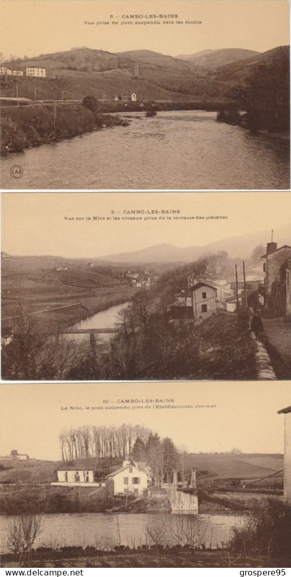 CAMBO LES BAINS VUE SUR LA DIVE ET DU PONT SUSPENDU 3 CARTES - Cambo-les-Bains