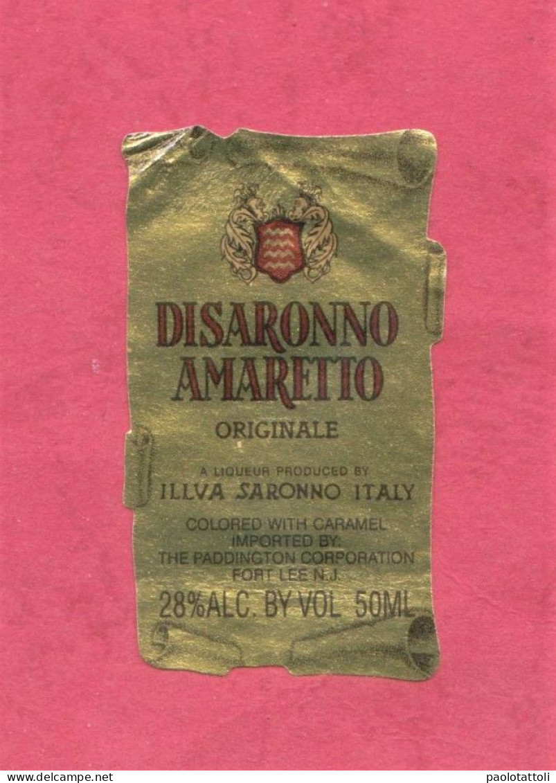 Disaronno Amaretto. Liquore Classico. Italy. Imported In New Jersey By Paddington Corporation, Fort Lee- Label Used, - Alcoli E Liquori