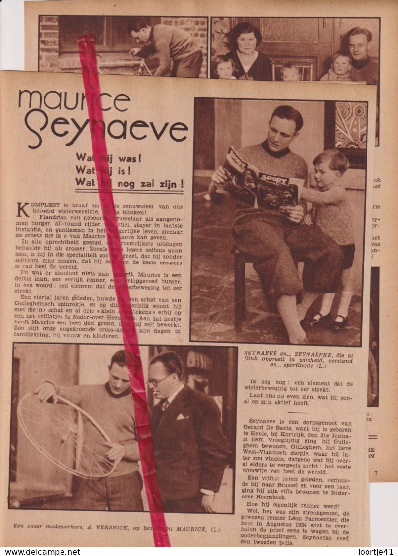 Wielrenner Coureur Maurice Seynaeve Uit Heule - Orig. Knipsel Coupure Tijdschrift Magazine - 1934 - Non Classés