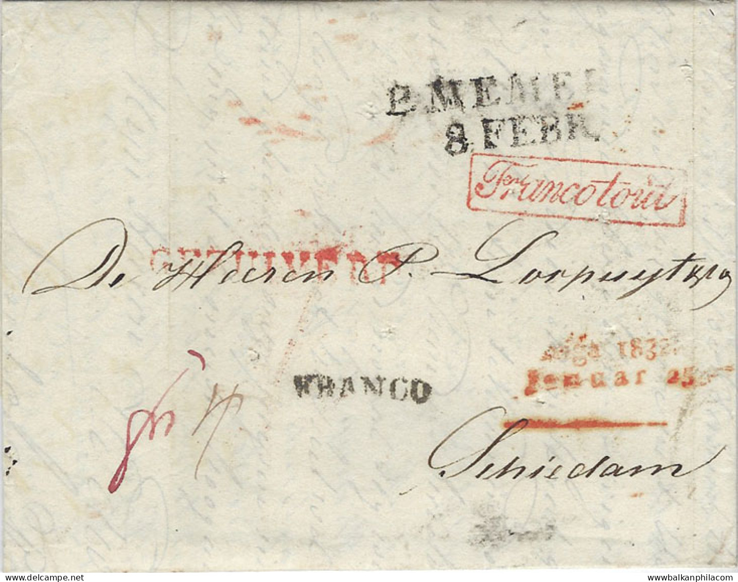 1832 Latvia Riga Disinfected To Netherlands - Lettland