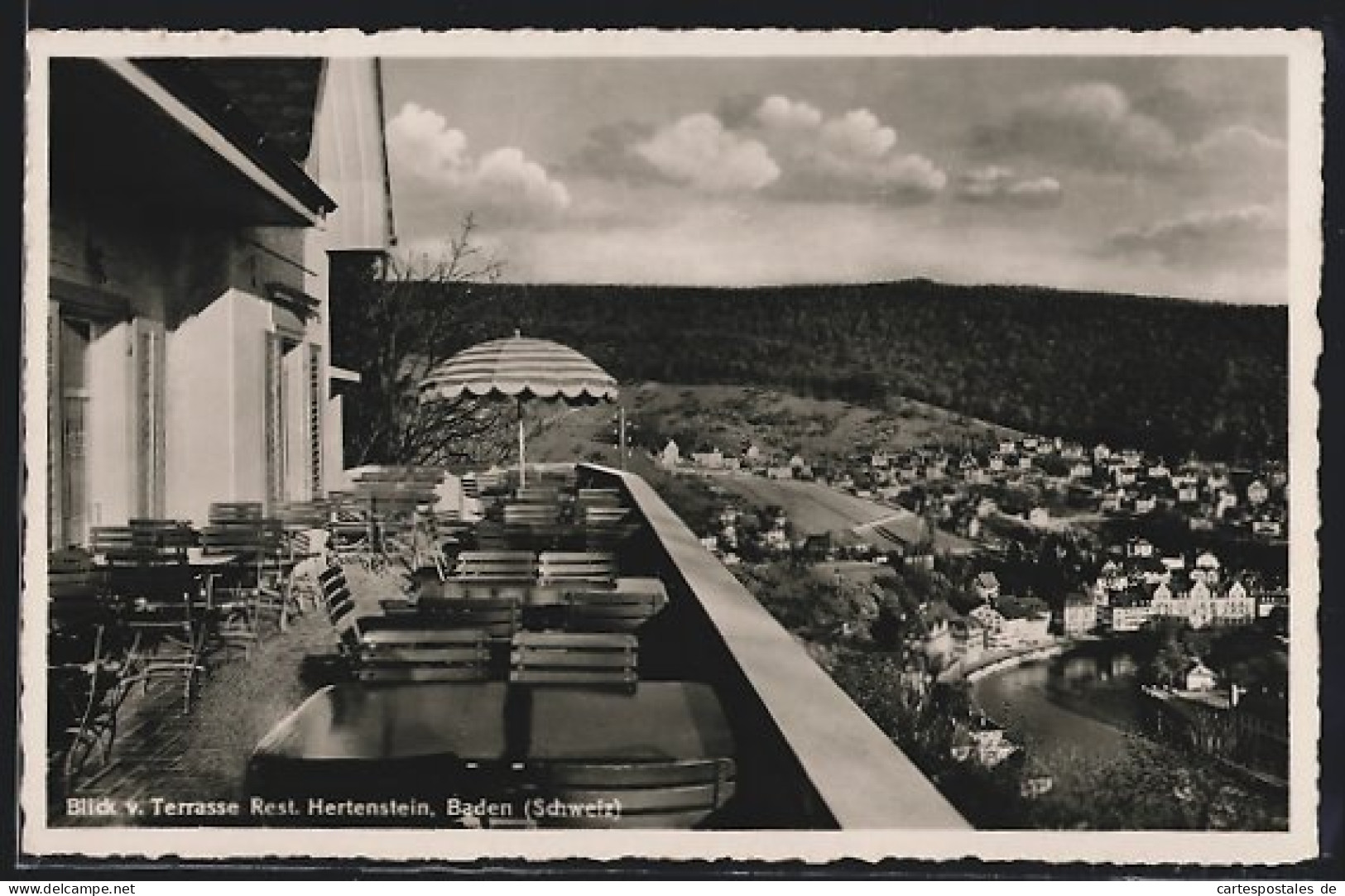 AK Baden, Blick V. Terrassen-Restaurant Hertenstein Auf Den Ort  - Baden