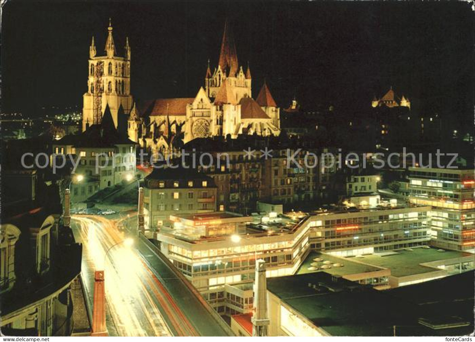 11694576 Lausanne VD De Nuit Cathedrale Et Le Pont Bessiere Lausanne - Autres & Non Classés