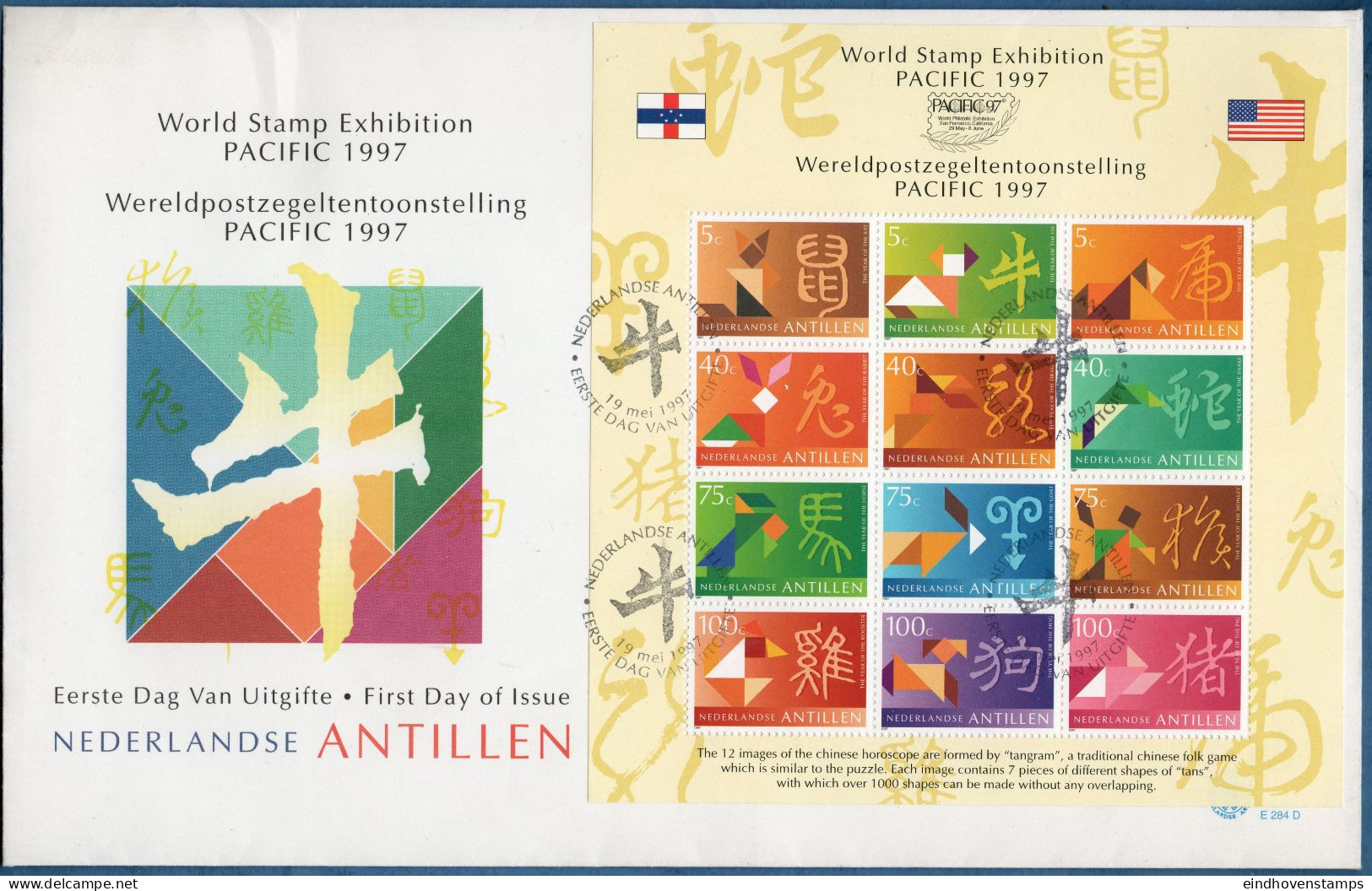 Dutch Antillen 1997 Pacafic Block Issue On FDC - Curacao, Netherlands Antilles, Aruba