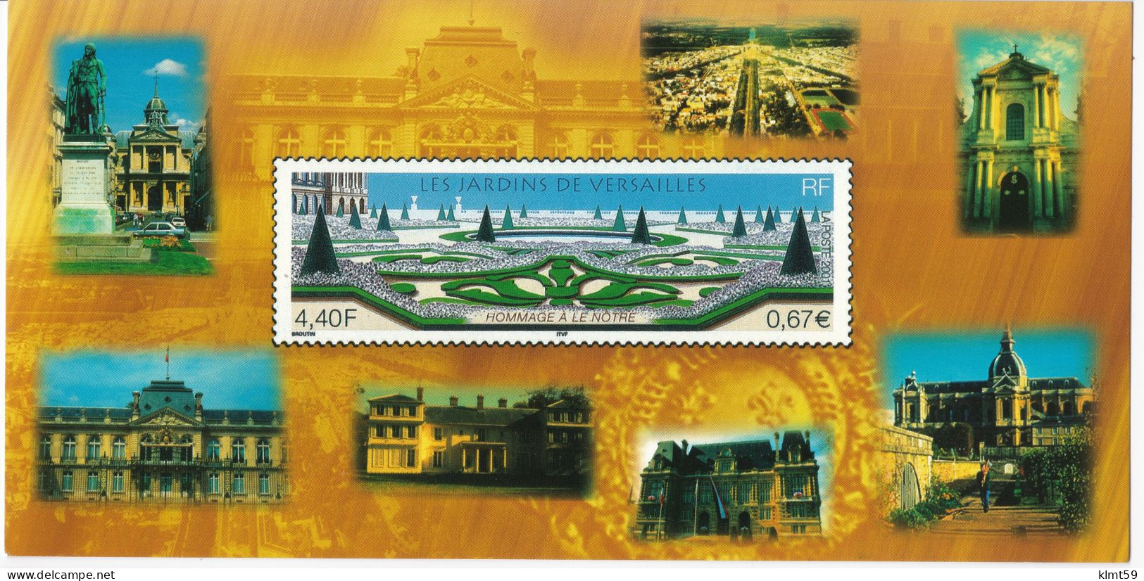Carte Timbre "Les Jardins De Versailles" élu "Timbre De L'année 2001" Par Les Philatélistes - Timbres (représentations)