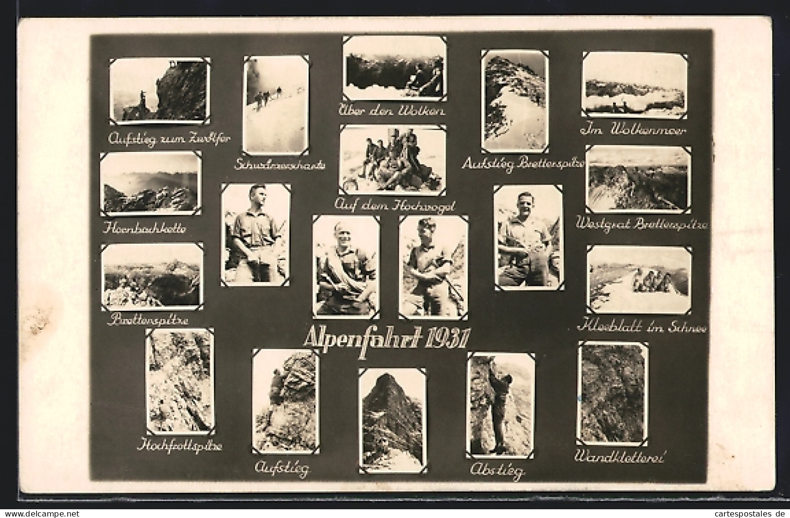 AK Alpenfahrt 1931, Bergsteiger, Aufstieg Bretterspitze, Im Wolkenmeer Und Wandkletterei  - Mountaineering, Alpinism