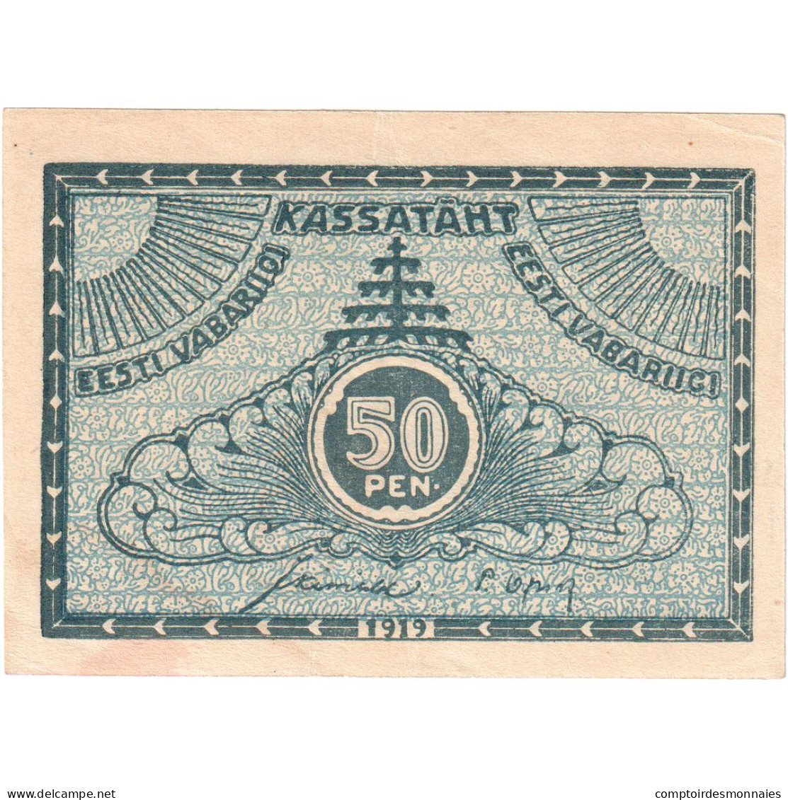 Billet, Estonia, 50 Penni, 1919, Undated, KM:42a, TTB - Estonia