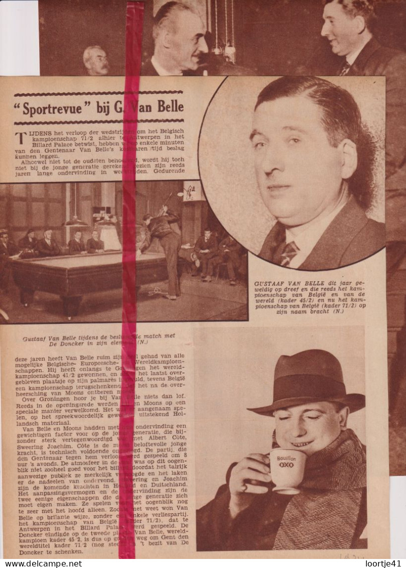 Biljarten, G. Van Belle X De Doncker - Orig. Knipsel Coupure Tijdschrift Magazine - 1934 - Unclassified