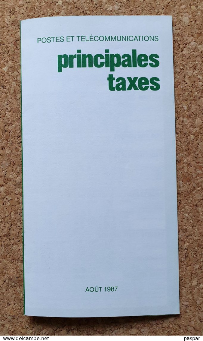 Principales Taxes Août 1987 Postes Et Télécommunications - Documents De La Poste
