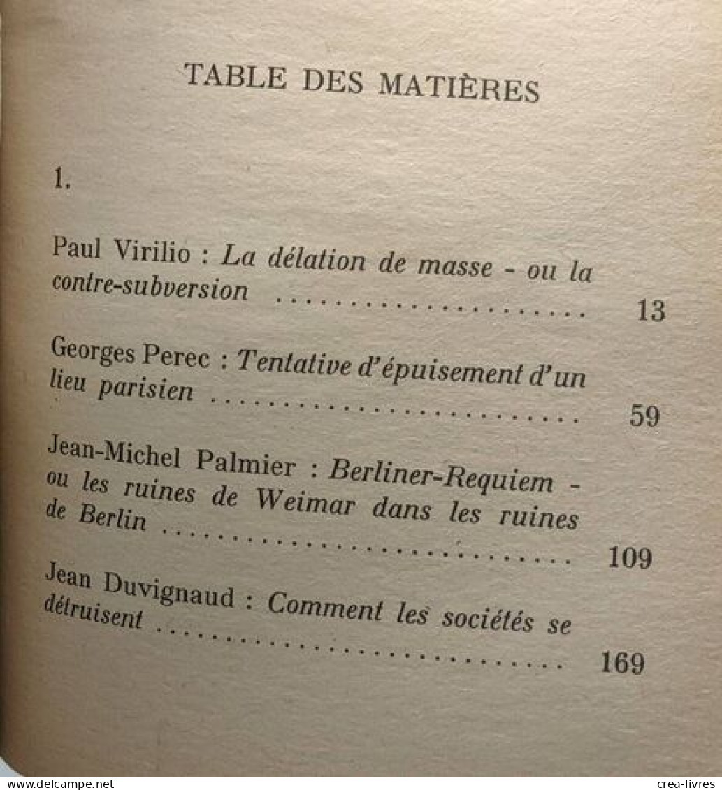 Le Pourrissement Des Sociétés Cause Commune 1975/1 - Politique