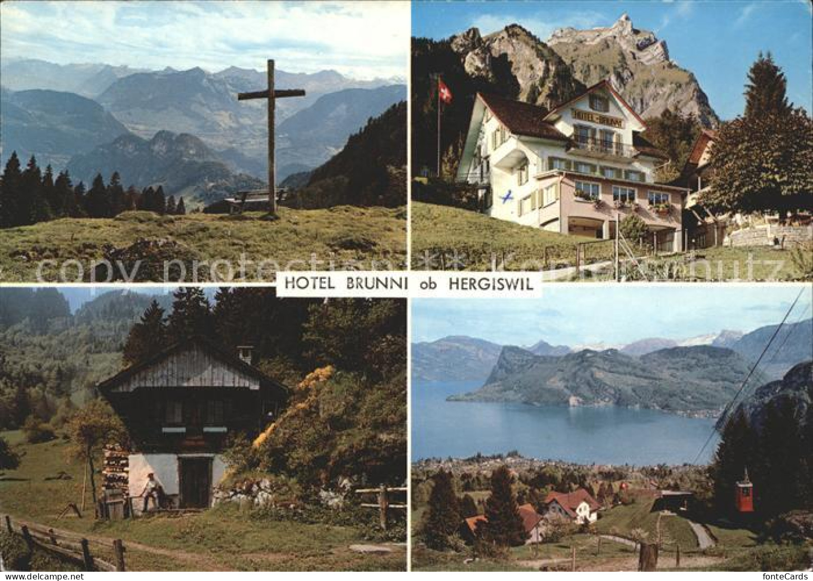 11691967 Hergiswil NW Hotel Brunni Wegkreuz Dorfmotiv Seilbahn Hergiswil NW - Autres & Non Classés