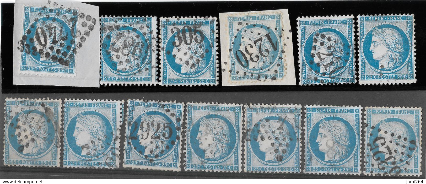 TIMBRES CÉRÈS N° 60 Type 1, N°91 à 95 G3 ; Différents états G3 ;  Rare ;TB - 1871-1875 Cérès