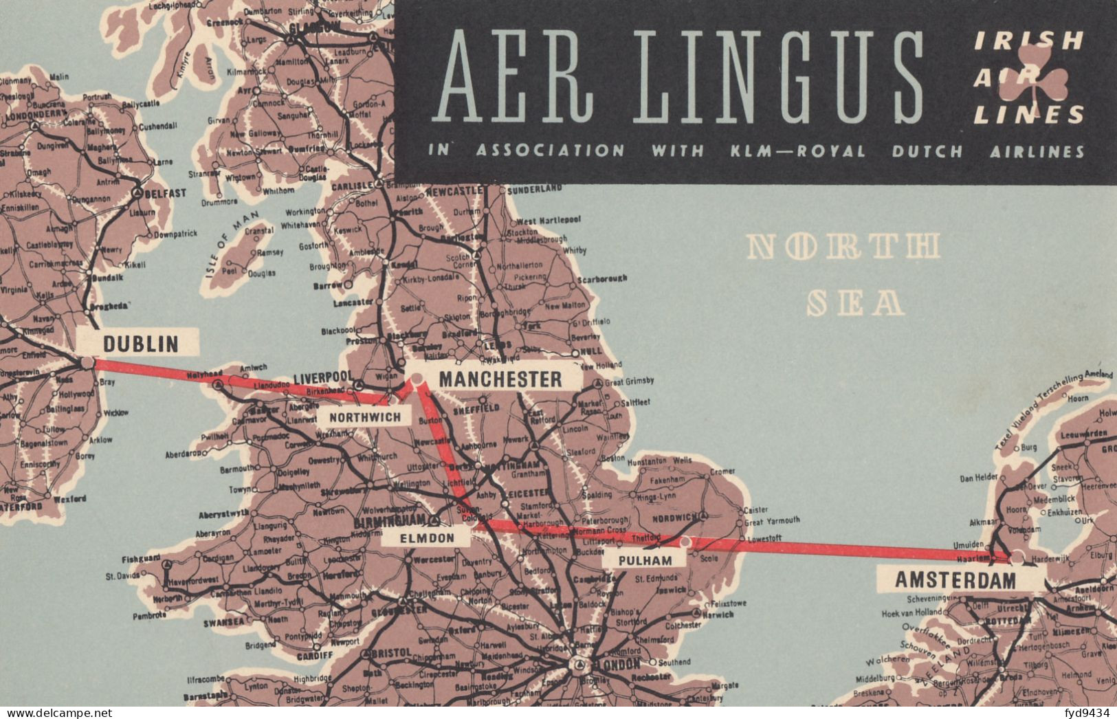 CPA - Carte De La Compagnie AER Lingus - Irish Air Lines - Dublin Manchester Amsterdam - Other & Unclassified