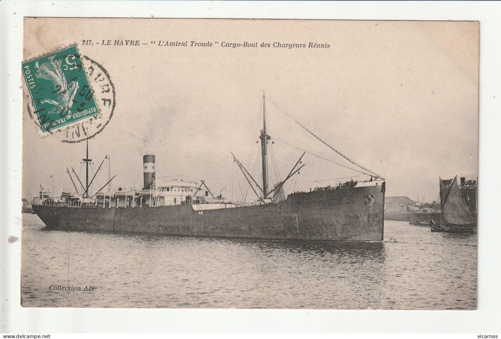 CP 76 LE HAVRE "L'Amiral Troude" Cargo Boat Des Chargeurs Reunis - Harbour