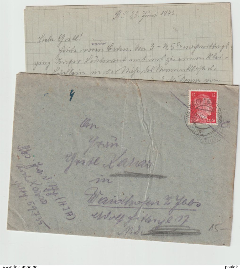 Franked German SS Feldpost WW2: Gendarmerie-Hauptmannschaft Banja-Luka (Bosnia I Herzegovina) Posted 23.6.1944 W/letter. - Militaria