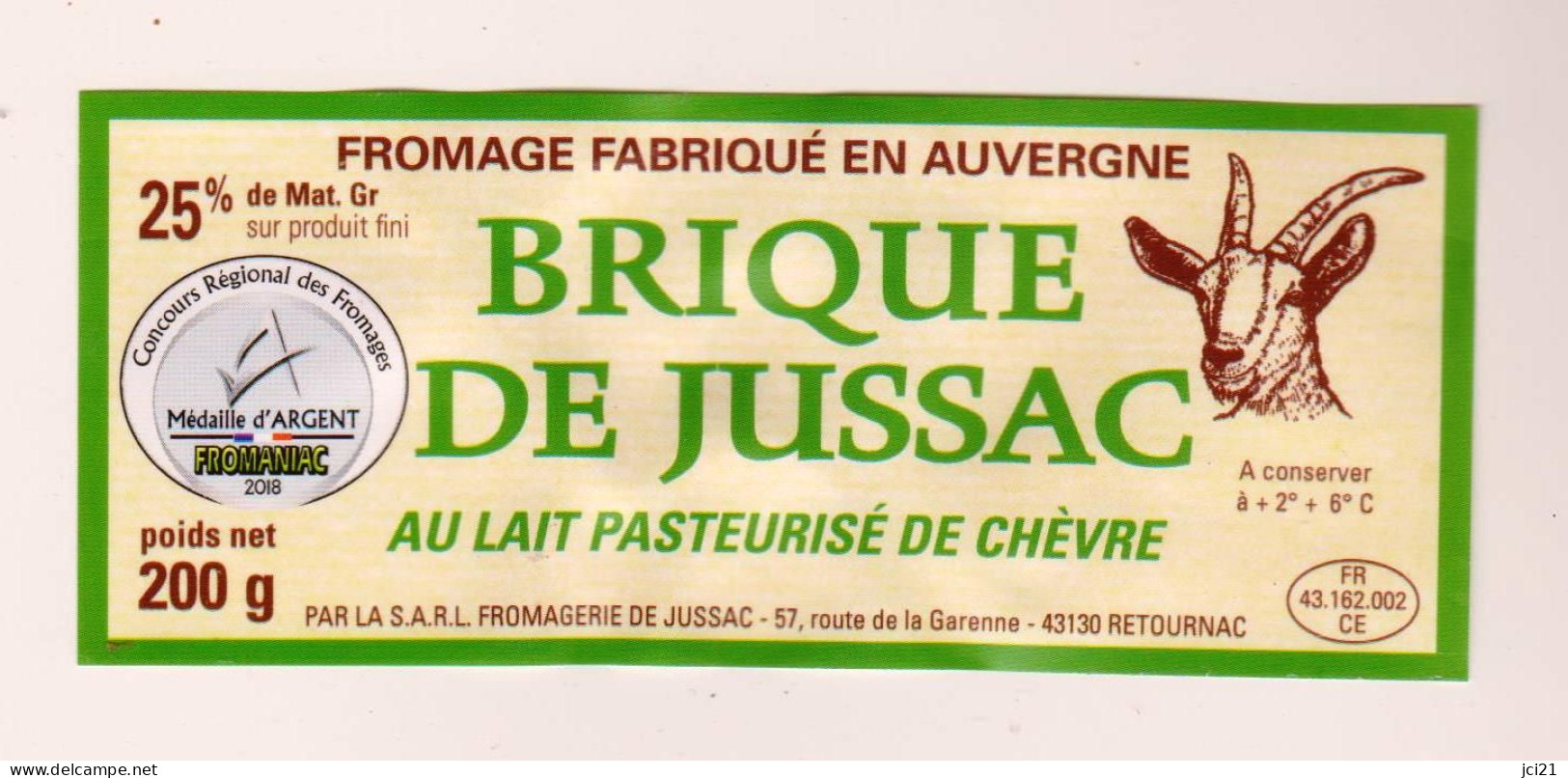 Etiquette Fromage De Chèvre " Brique De Jussac " (1685) _ef123 - Fromage