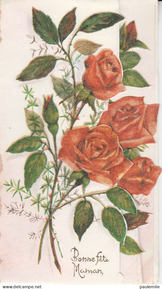 CARTE A SYSTEME    BOUQUET DE ROSE BONNE FETE MAMAN - A Systèmes