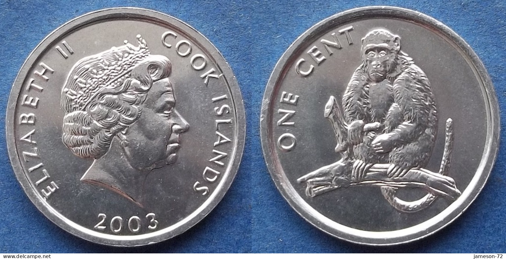 COOK ISLANDS - 1 Cent 2003 "Monkey On Branch" KM# 423 Dependency Of New Zealand Elizabeth II - Edelweiss Coins - Cook Islands