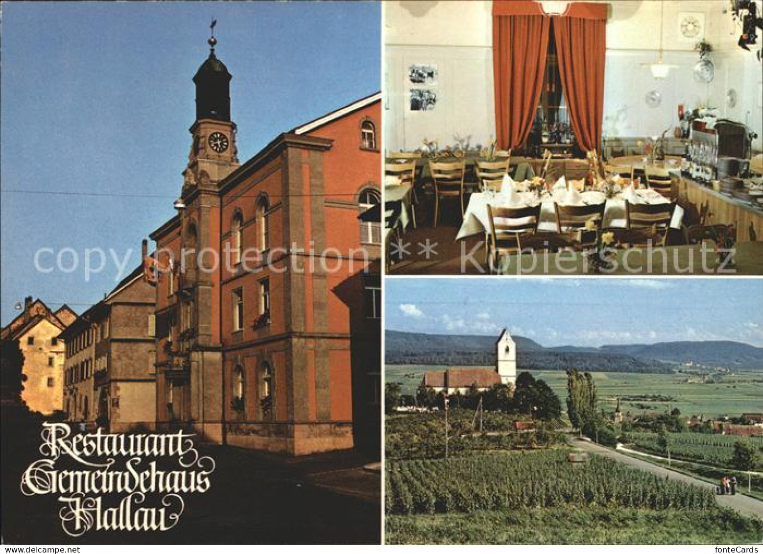 11687167 Hallau Restaurant Gemeindehaus Hallau Grosser Saal Kirche Hallau - Autres & Non Classés