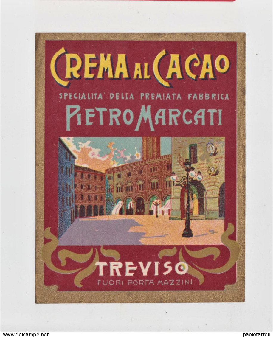 Label New- Crema Al Cacao. Premiata Fabrica Pietro Marcati, Treviso- Italy. 116x 90mm. - Alcohols & Spirits