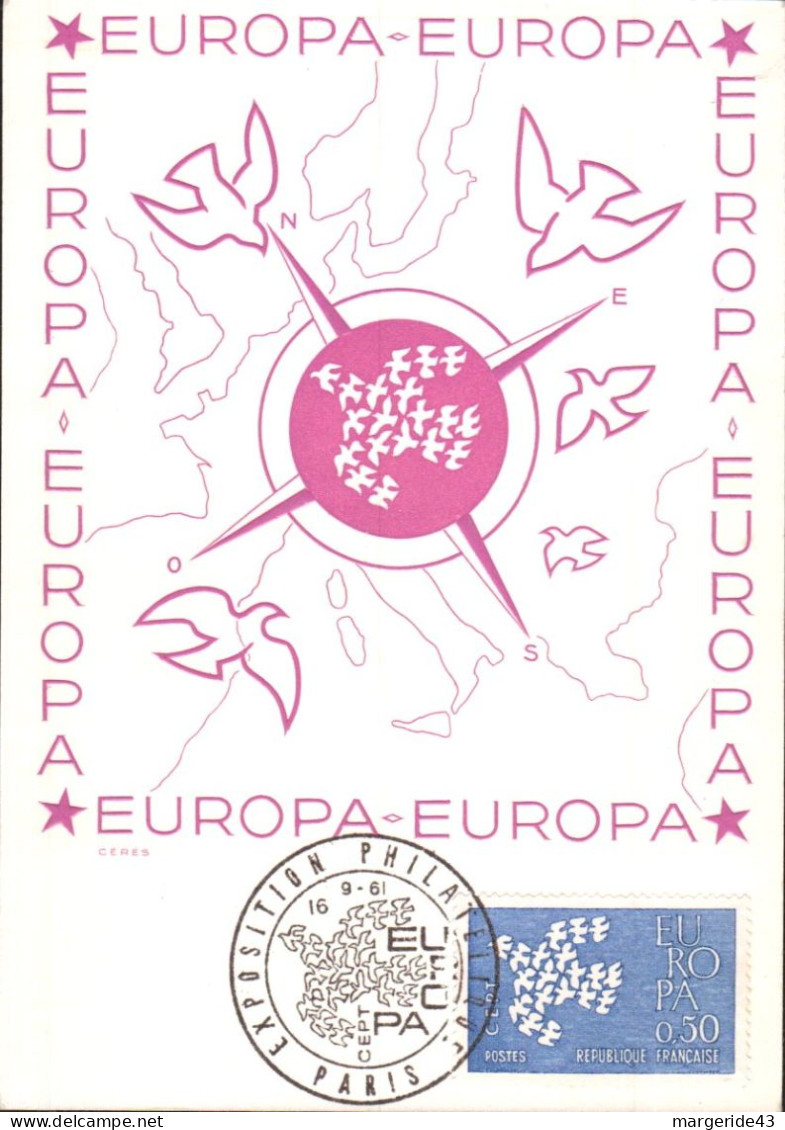 CARTE MAXIMUM 1961 EUROPA - 1960-1969