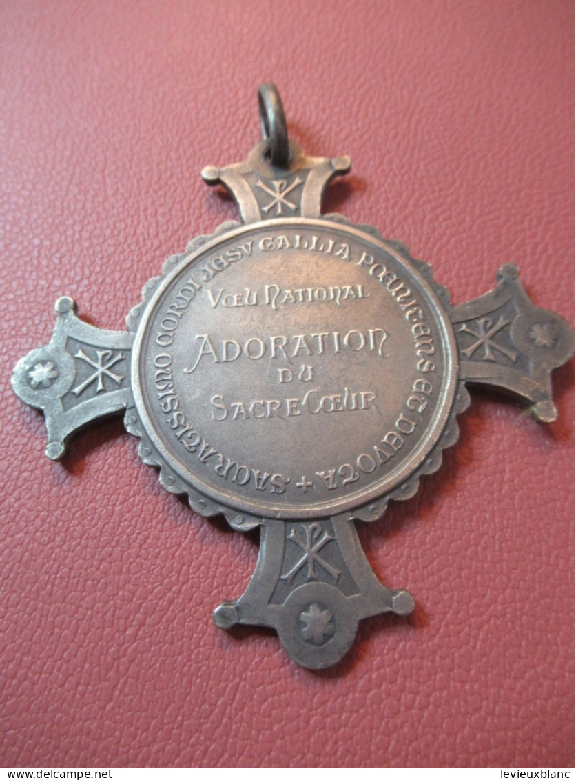Grande Médaille Religieuse Ancienne/Vœu National " Adoration Du Sacré -Cœur "/Montmartre/ Fin XIXème               MDR77 - Religion & Esotericism