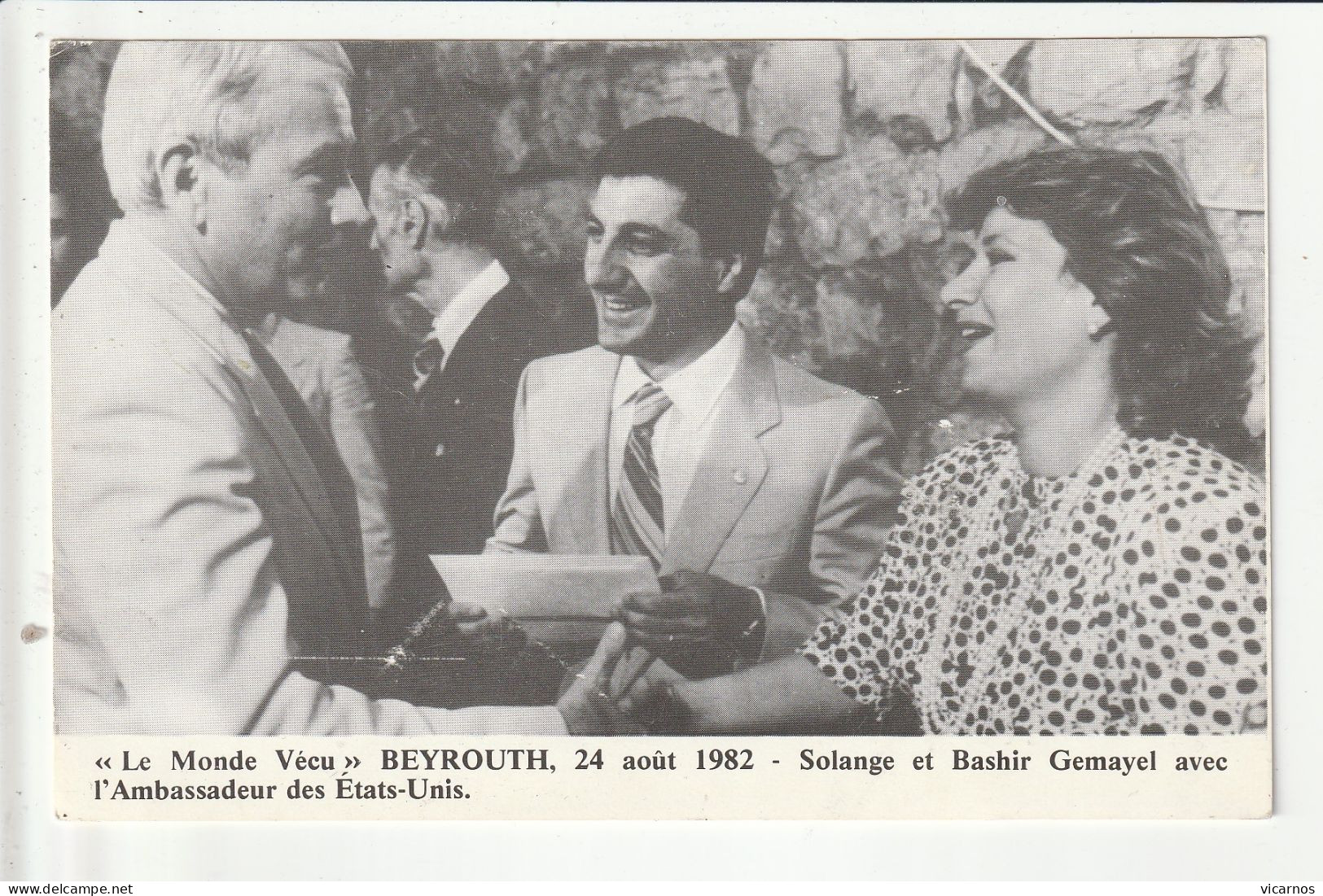 CP LIBAN BEYROUTH 24 AOUT 1982 Solange Et Bashir Gemayel Avec L'ambassadeur Des Etats Unis - Liban