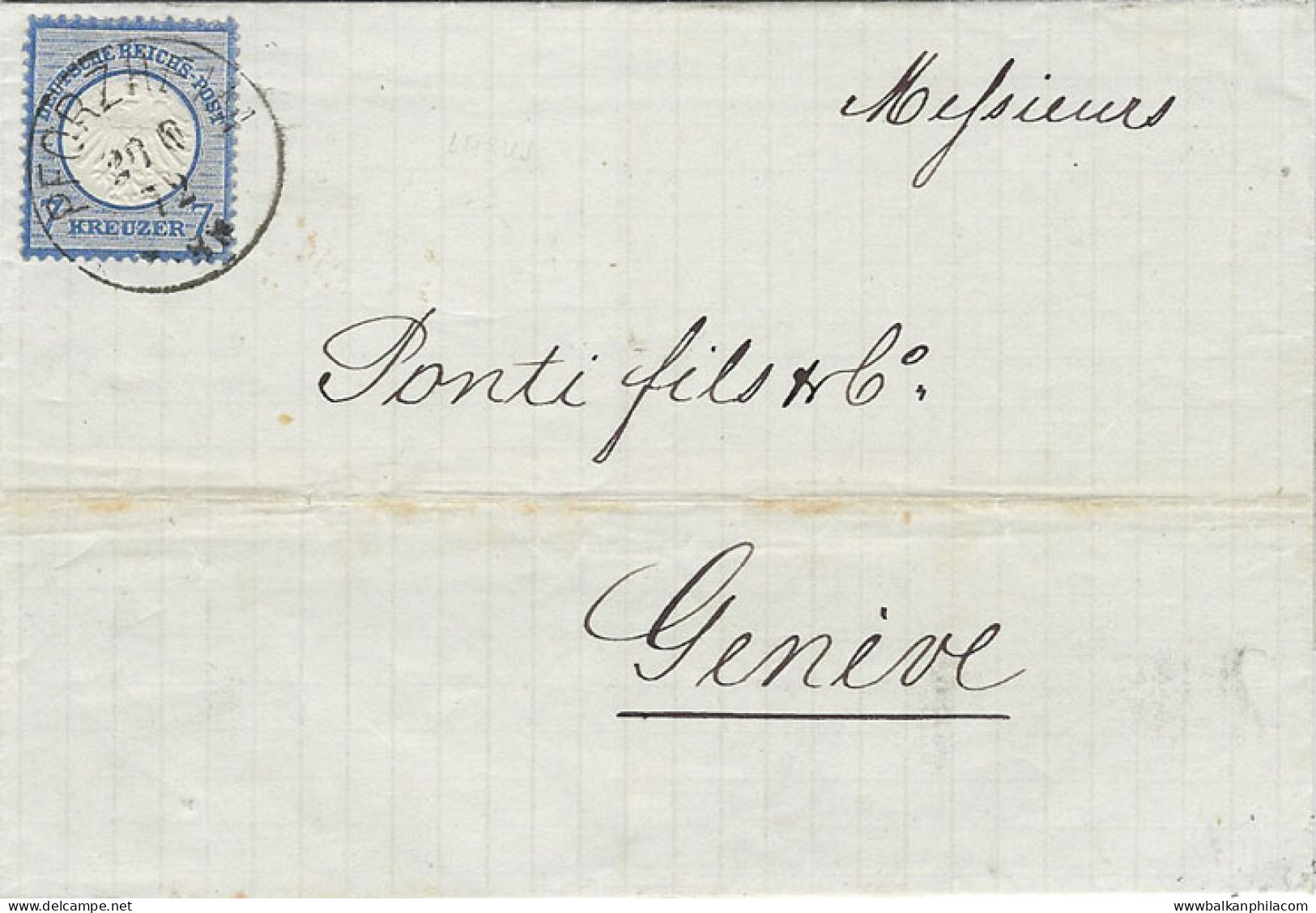 1872 Germany Pforzheim Brustschild 7Kr To Geneva - Other & Unclassified