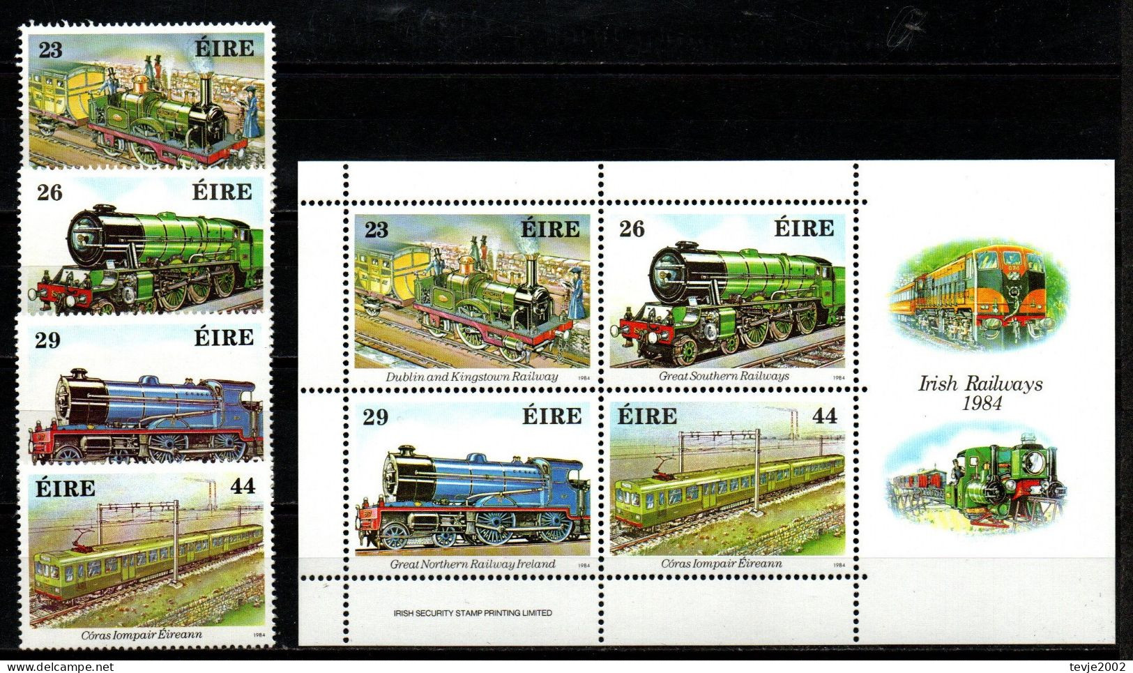 Irland Eire 1984 - Mi.Nr. 528 - 531 + Block 5 - Postfrisch MNH - Eisenbahnen Railways - Treinen