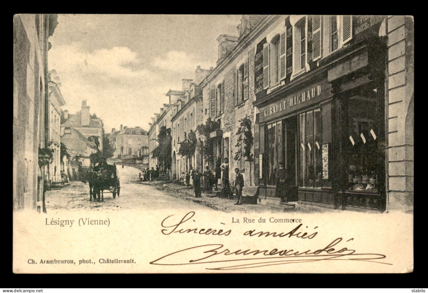 86 - LESIGNY - LA RUE DU COMMERCE - MAGASIN GIRAULT-MICHAUD - Sonstige & Ohne Zuordnung