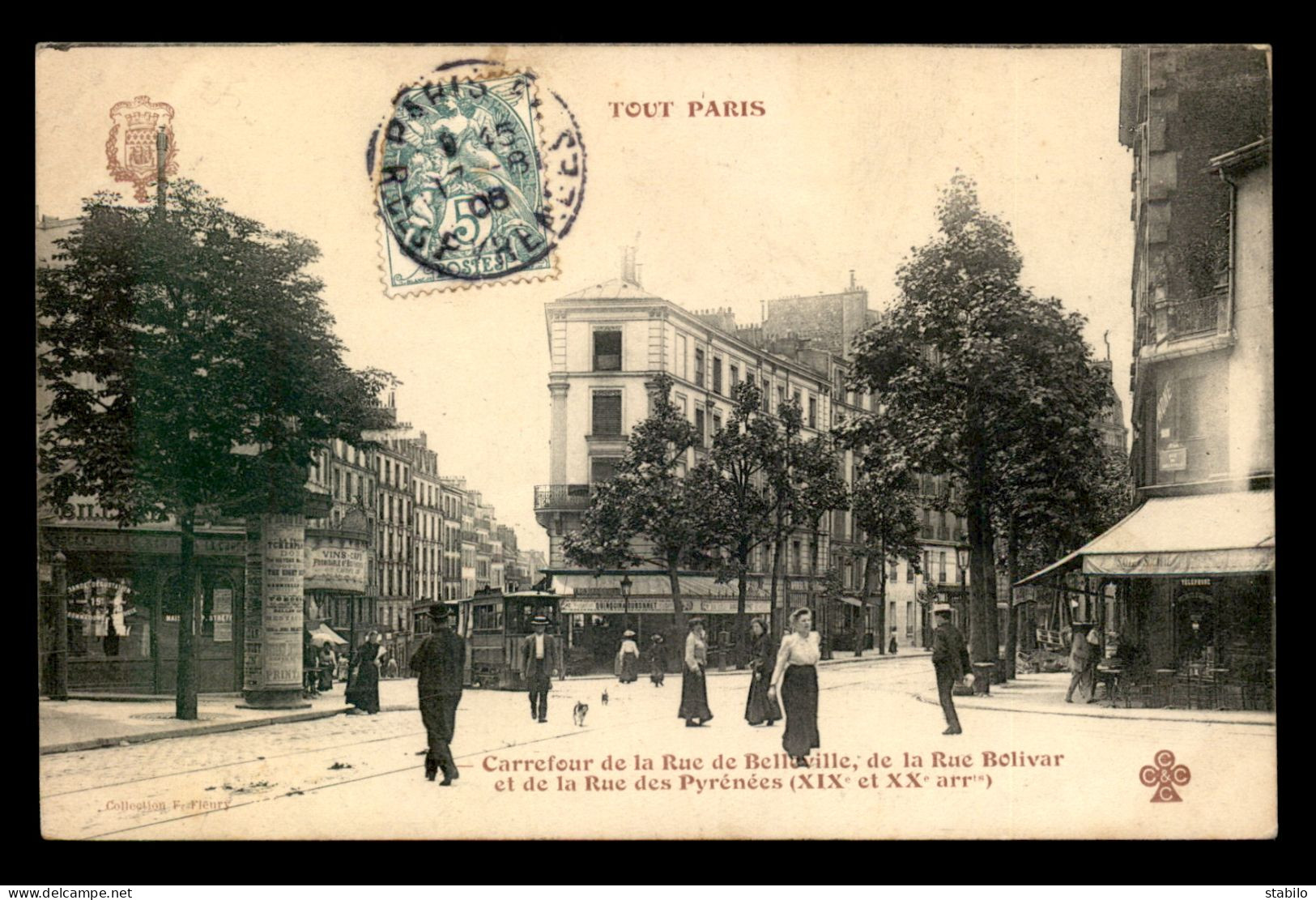 75 - PARIS - 20EME/19EME - TOUT PARIS N°? - CARREFOUR DE LA RUE DE BELLEVILLE ET DE LA RUE DES PYRENEES - EDITEUR FLEURY - Arrondissement: 20