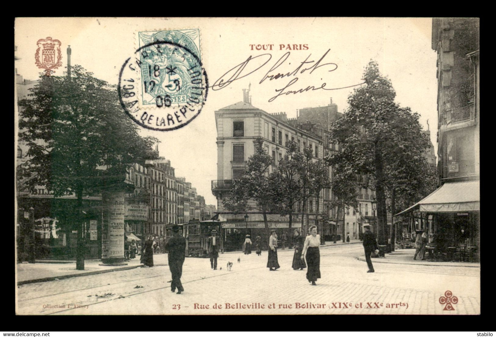 75 - PARIS - 19EME/20EME - TOUT PARIS N°23 - RUE DE BELLEVILLE ET RUE BOLIVAR - EDITEUR FLEURY - Arrondissement: 19