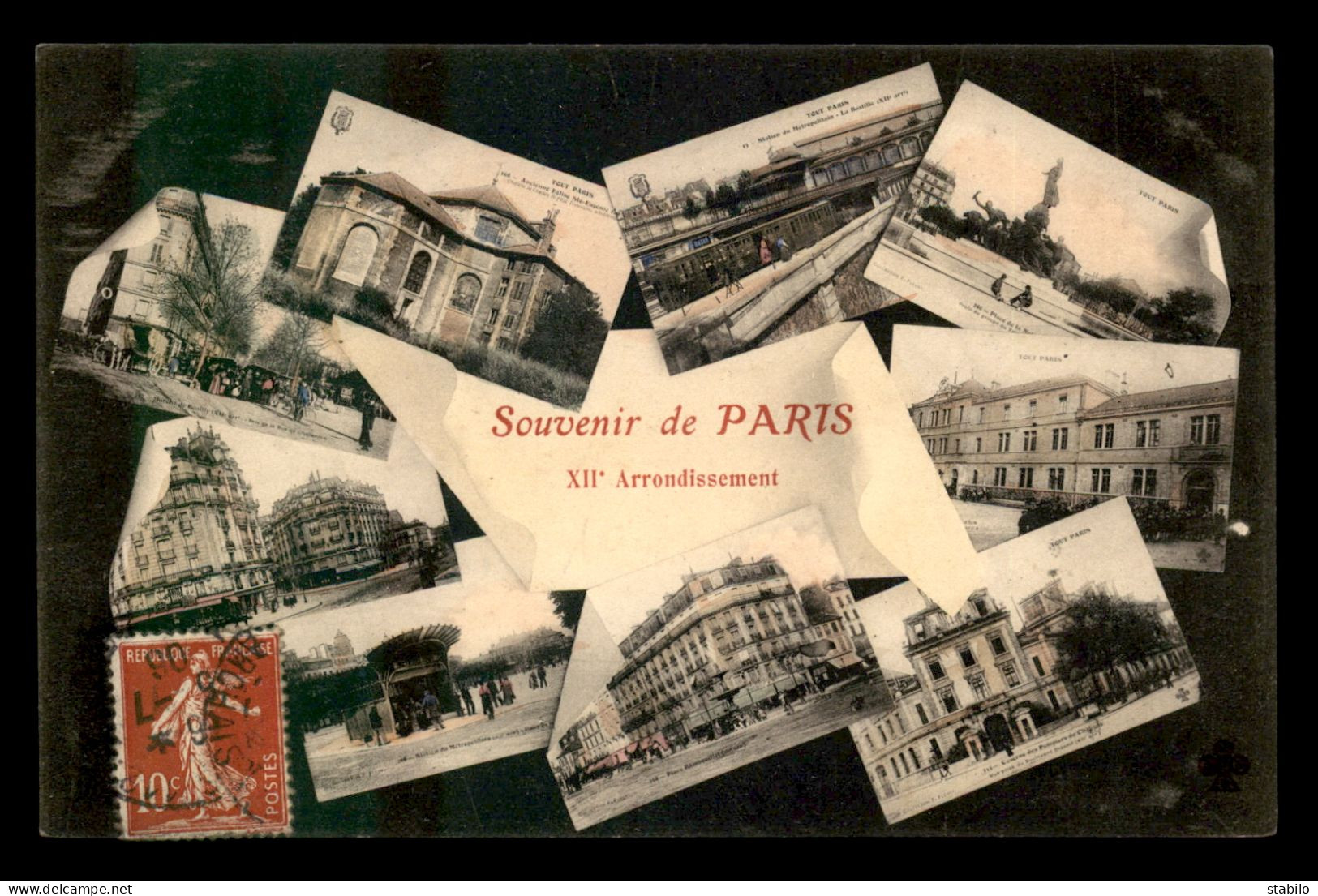 75 - PARIS - 12EME - TOUT PARIS - SOUVENIR DU XIIE ARRONDISSEMENT - CARTE ANCIENNE COLORISEE - EDITEUR FLEURY - District 12
